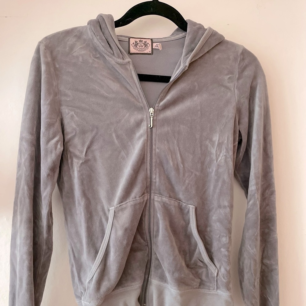 Light grey velvet juicy zip hoodie